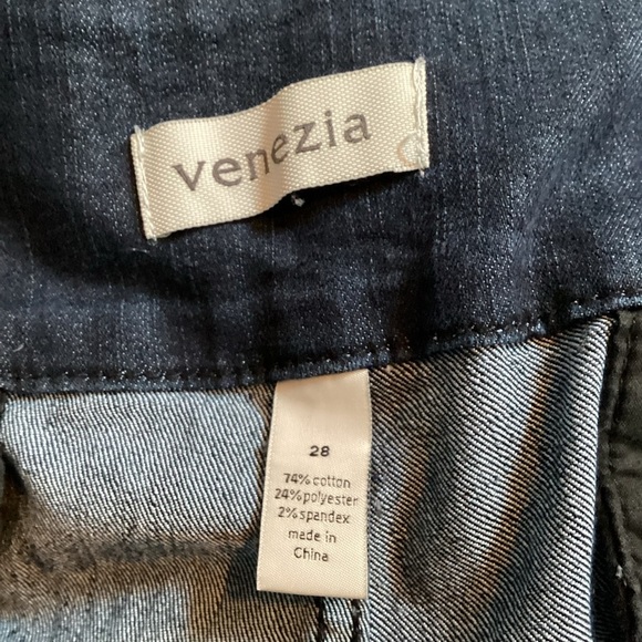 Venezia Navy Flare Jeans, Wide Leg, Stretch, Plus Size 28 - Picture 7 of 9